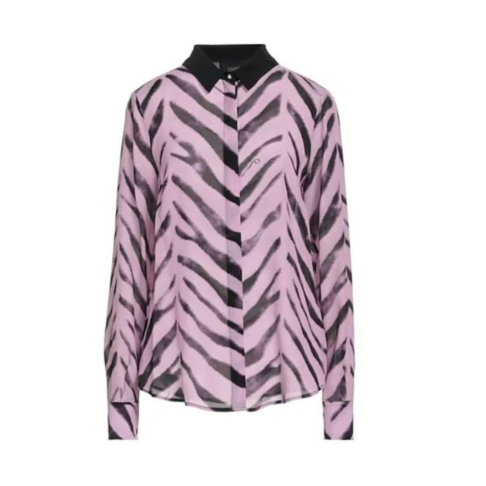 Roberto Cavalli Pink and Black Zebra Print Blouse